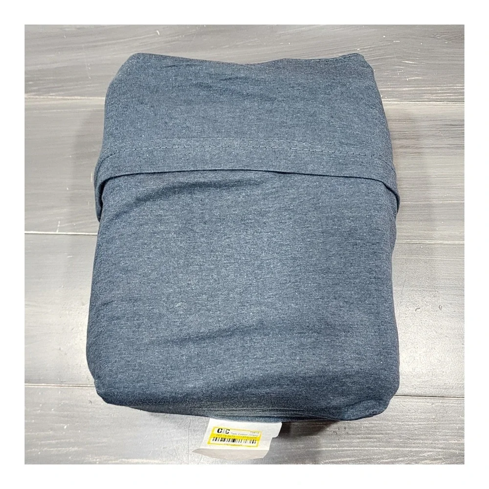Threshold Twin Sheet Set Cotton Jersey Heathered Blue 3pc